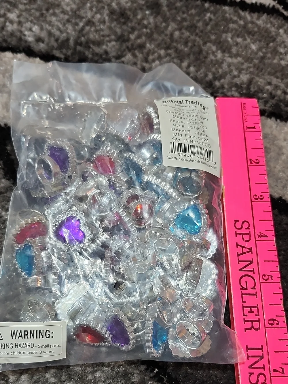 ORIENTAL TRADING 120 PC ASSORTED COLOR & SHAPES ADJUSTABLE PARTY FAVORS RINGS